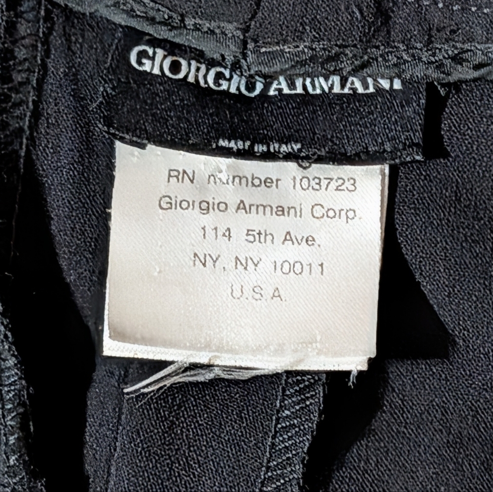Giorgio Armani Black Label (Italy) High-Rise Wide Leg Black Trousers 28" X 31" - Picture 4 of 5